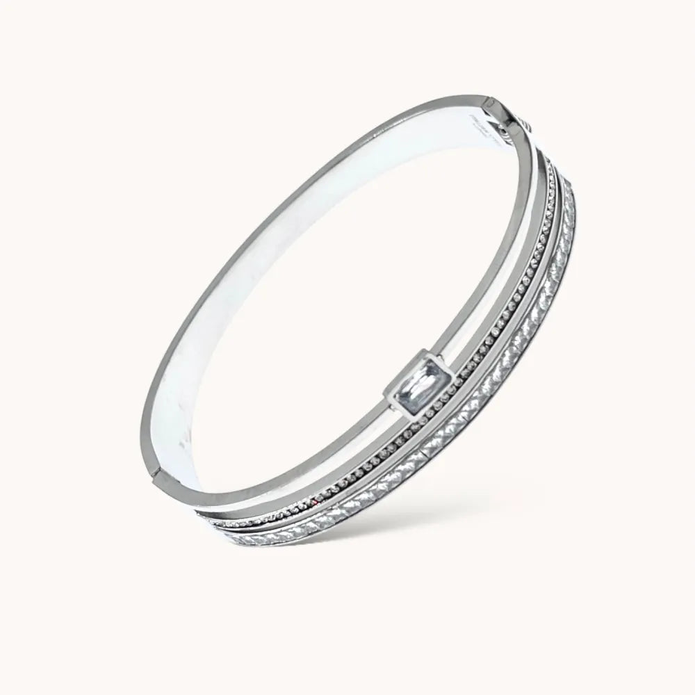 BAR-413-1618A Semplice con Quadrato-Bracciale Rigido in Acciaio