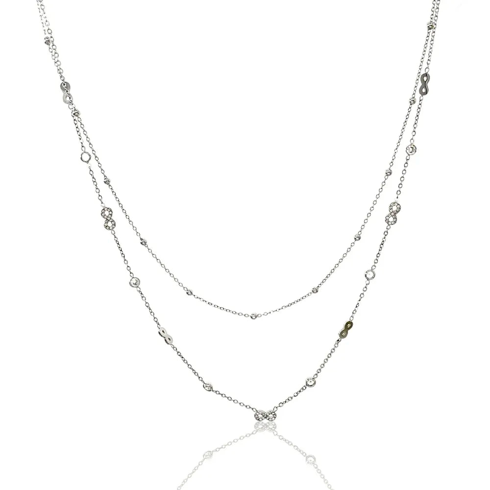 CAC-103-AA3458N Doppio con infinito-Collana Corta in Acciaio