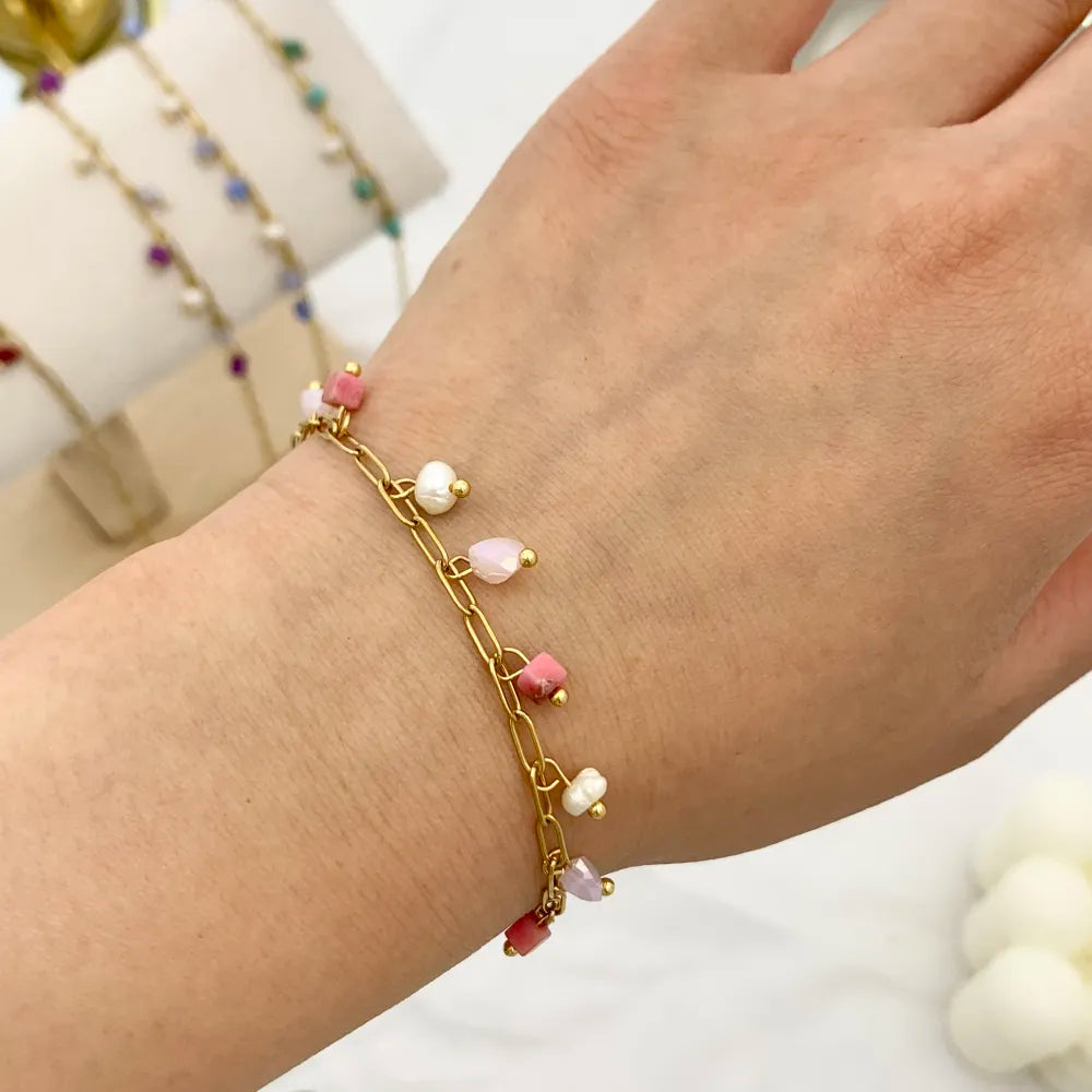 BAC-735-24 Perline Colorate-Bracciale in Acciaio