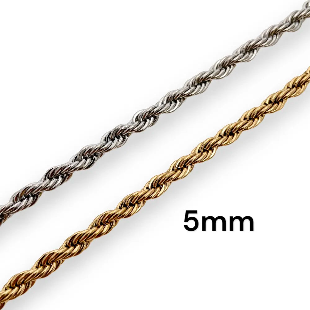 CAC-413-5mm Torchon 5mm-Collana Corta in Acciaio