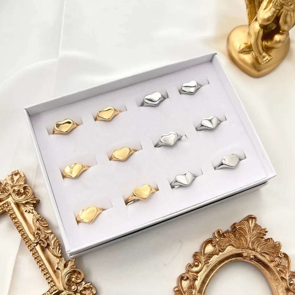 AAM-105-199 Cuore-Anello con Misura in Acciaio