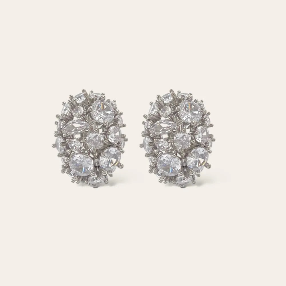 OMK-493-32 Ovale-Orecchini a Clip con Zirconia