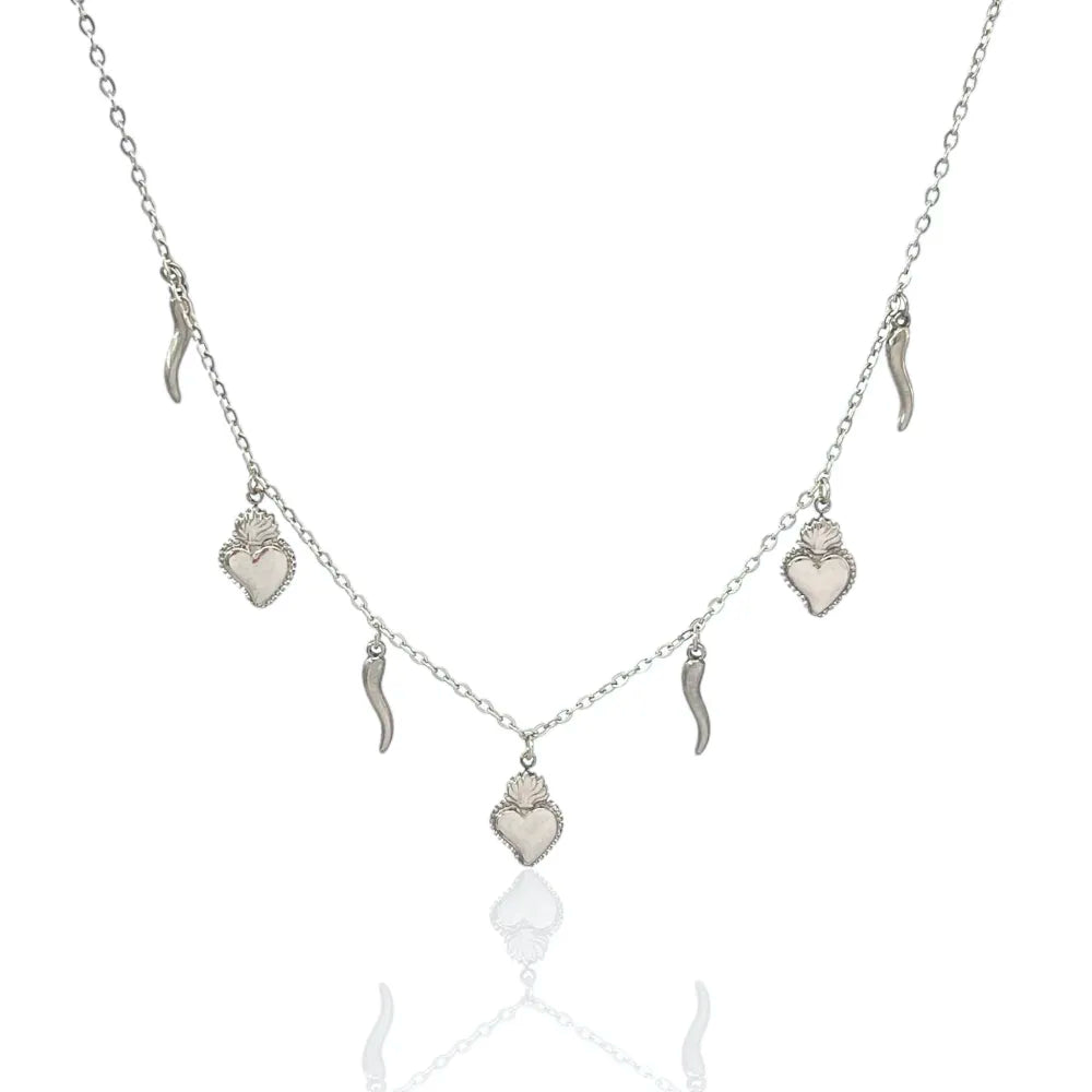 CAC-103-AA277N Sacro Cuore-Collana Corta in Acciaio