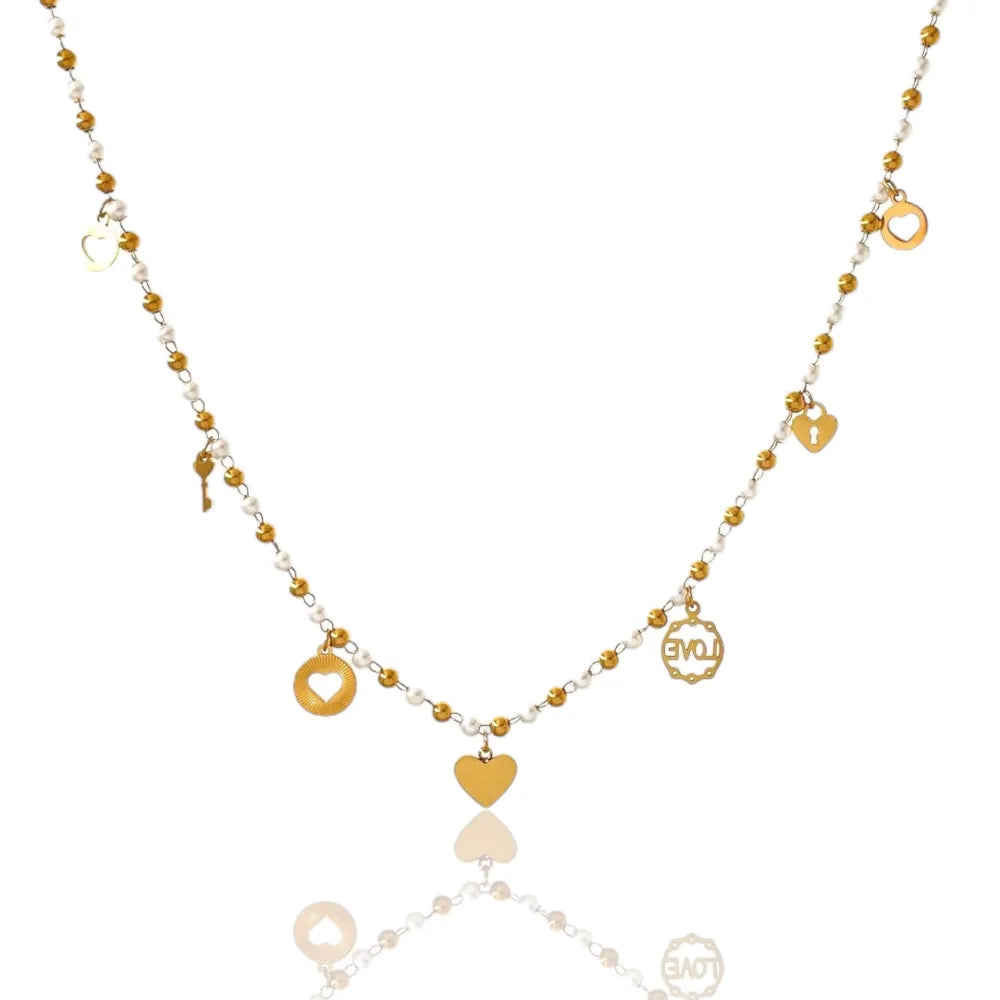 CAC-103-AA1359N Cuore Love-Collana Corta in Acciaio