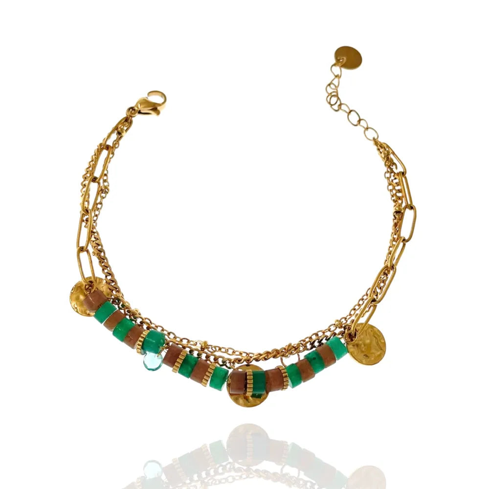 BAC-103-AA1721B Multifili con Perline-Bracciale in Acciaio con Chiusura