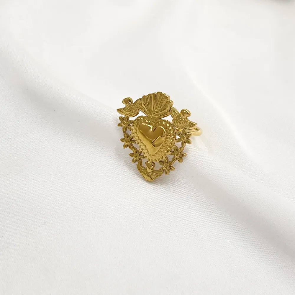 AAR-103-AA2706B Sacro Cuore-Anello Regolabile in Acciaio
