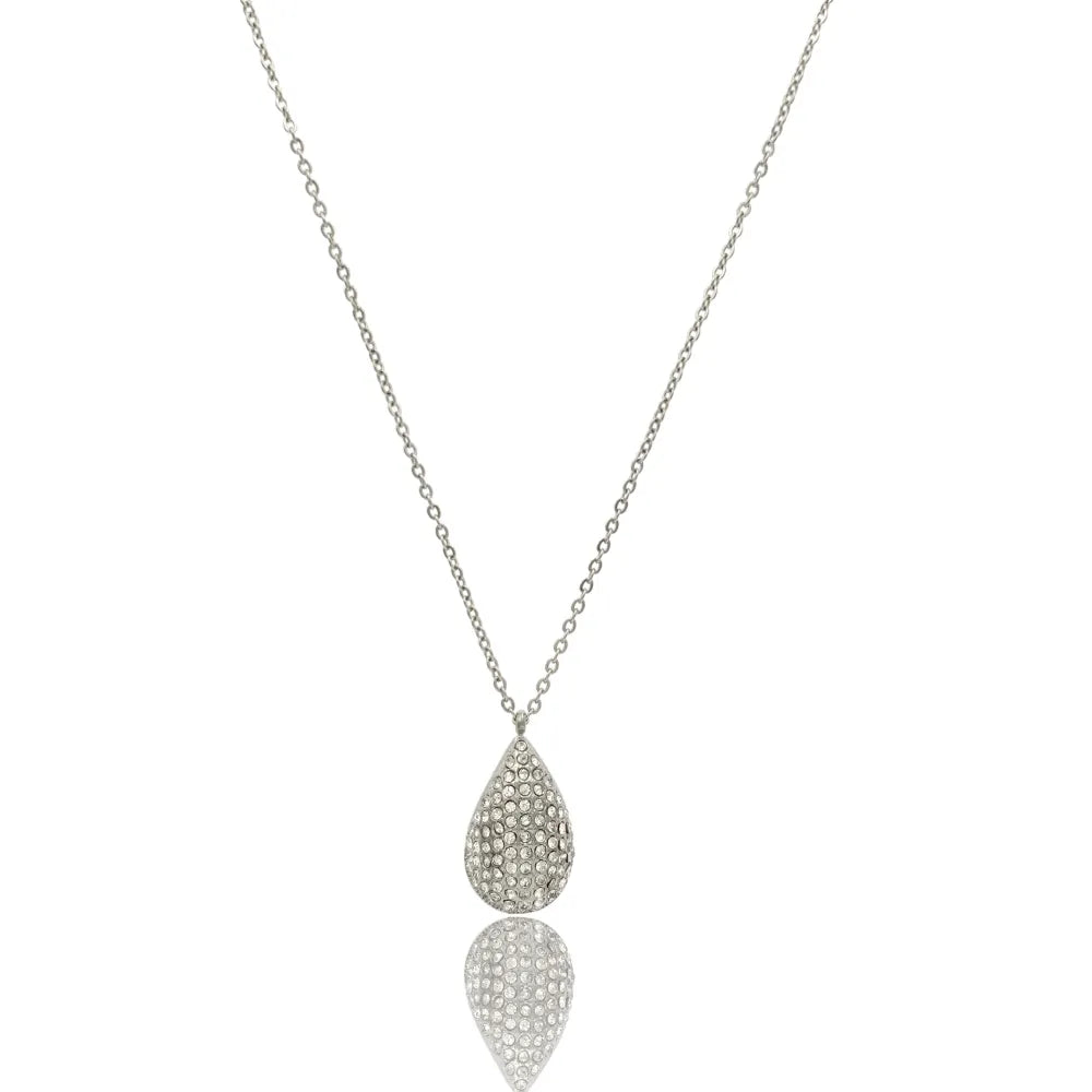 CAC-103-AA4026N Goccia con Strass-Collana Corta in Acciaio