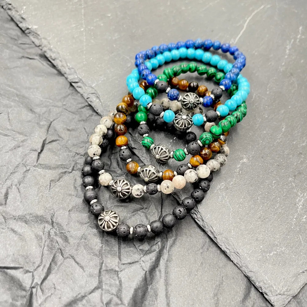 BAU-739-08 6mm Semplice-Bracciale Elastico in Acciaio da Uomo
