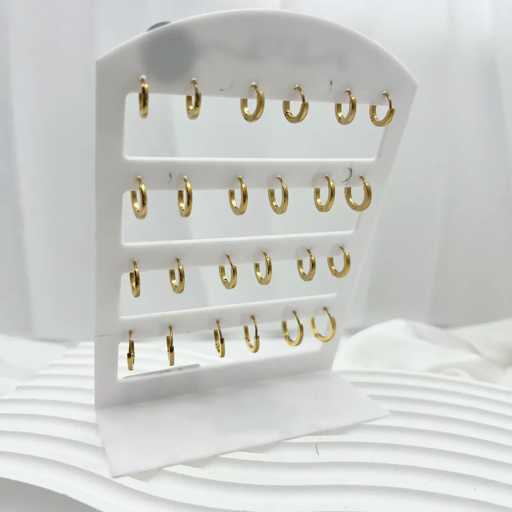 OPA-103-AA4380E 7-11mm Cerchio Scalare con Zirconia-12Paia Orecchini in Acciaio