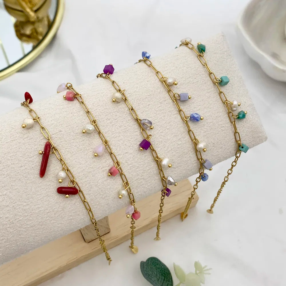 BAC-735-24 Perline Colorate-Bracciale in Acciaio