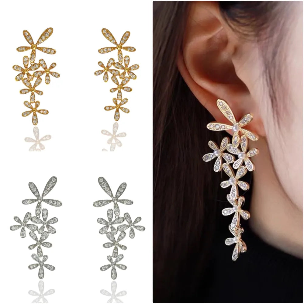 OMZ-103-AA27124E Fiore-Orecchini in Ottone e Zirconia