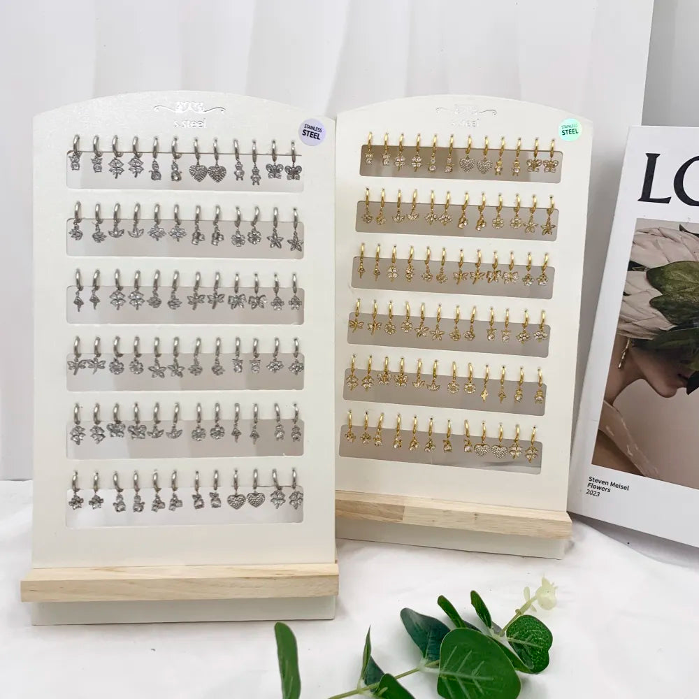 OPA-103-AA2938-2957E Mix Soggetti Pendenti-36paia orecchini in Acciaio