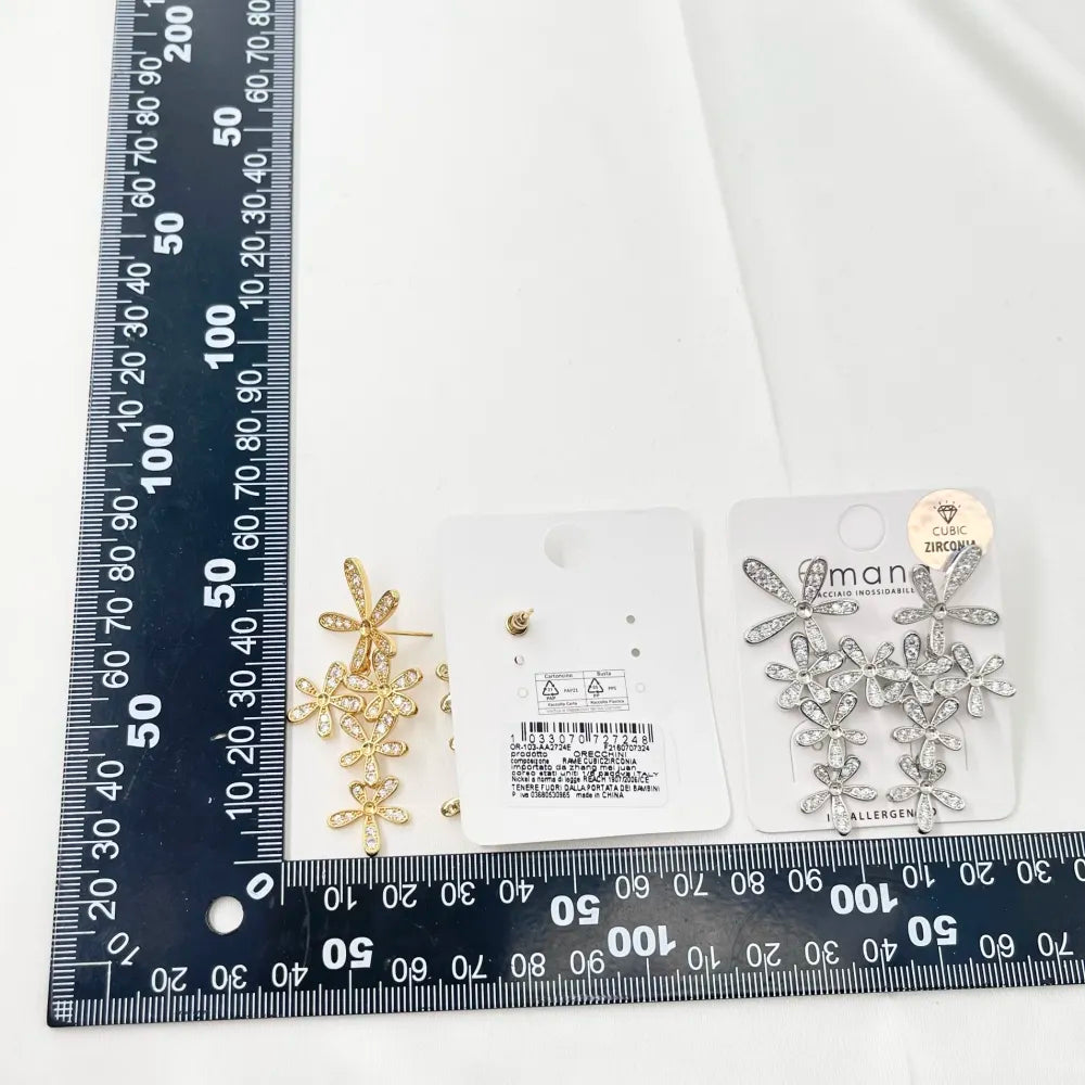 OMZ-103-AA27124E Fiore-Orecchini in Ottone e Zirconia