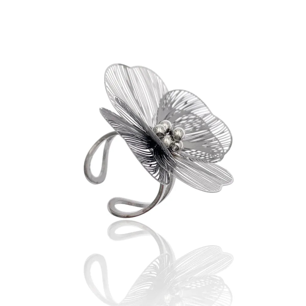AAR-732-175 Fiore-Anello Regolabile in Acciaio