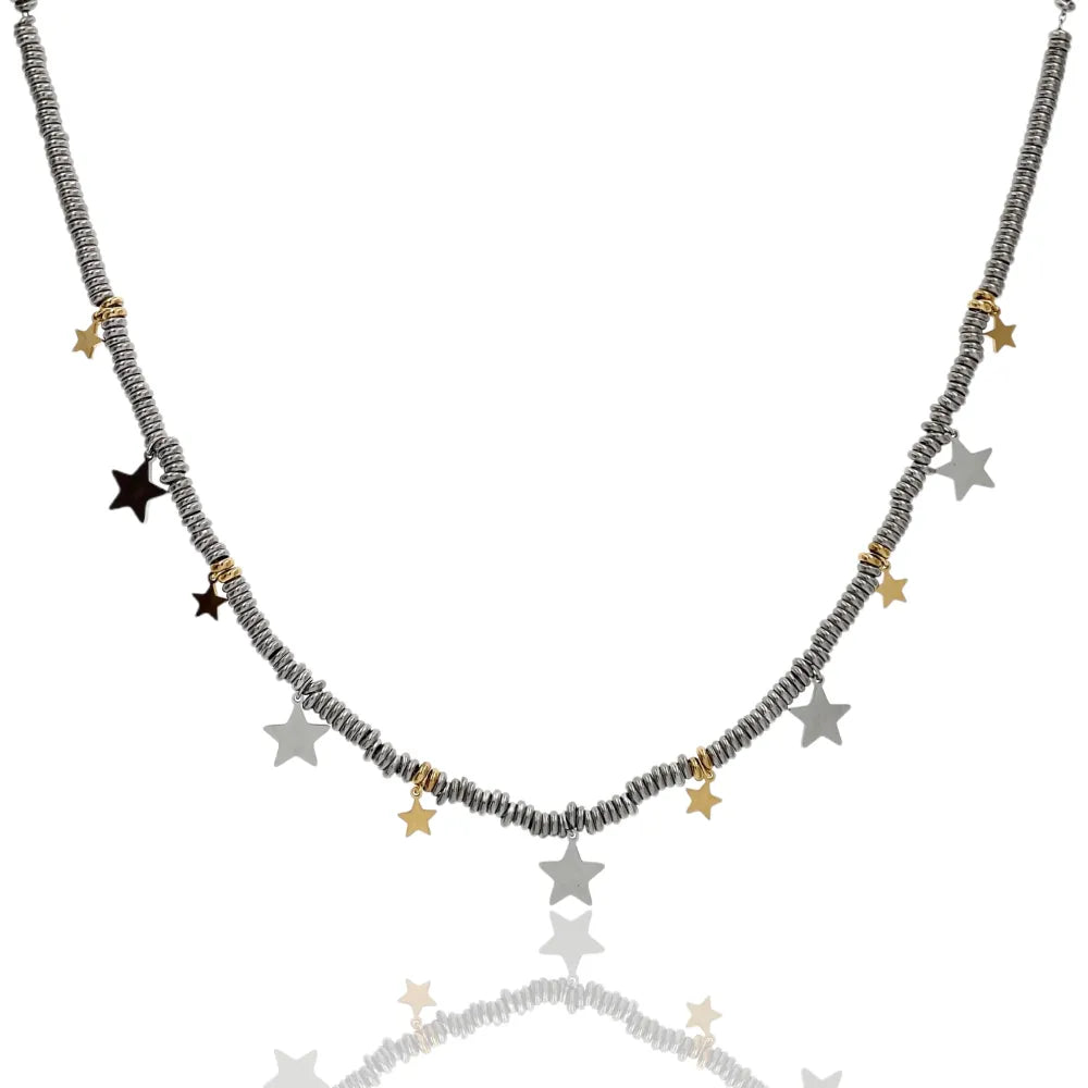 CAC-413-2552 Catena Anellini con Stelle-Collane Corte in Acciaio