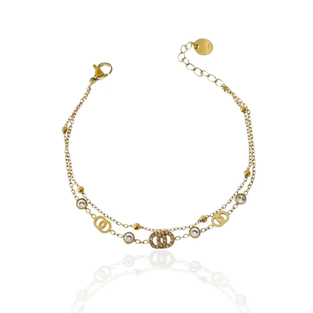 BAC-103-AA3465B Doppio Cerchio--Bracciale in Acciaio con Chiusura