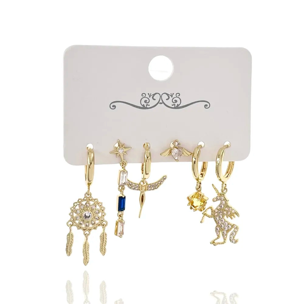 OPM-520-L48 Unicorno Befana-Set 6pz Orecchini