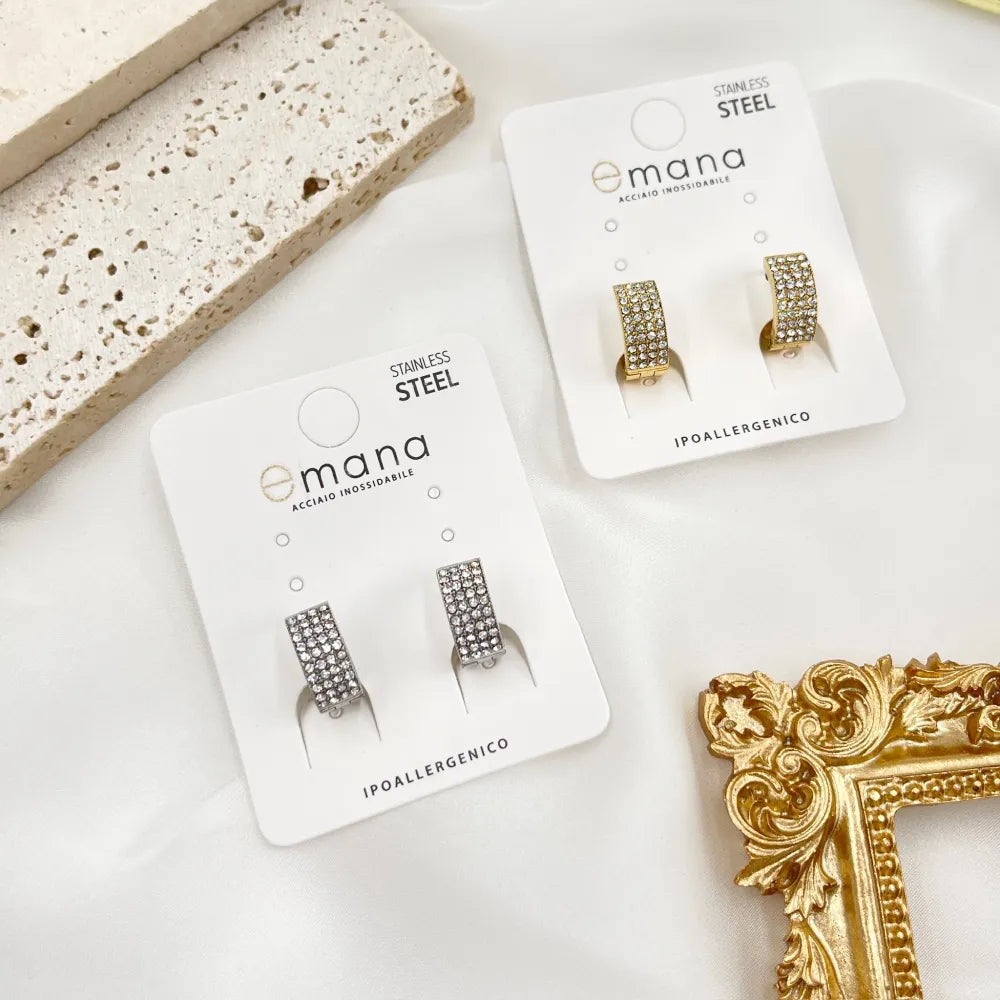 OAP-103-AA4660E Cerchio con Strass -Orecchini in Acciaio