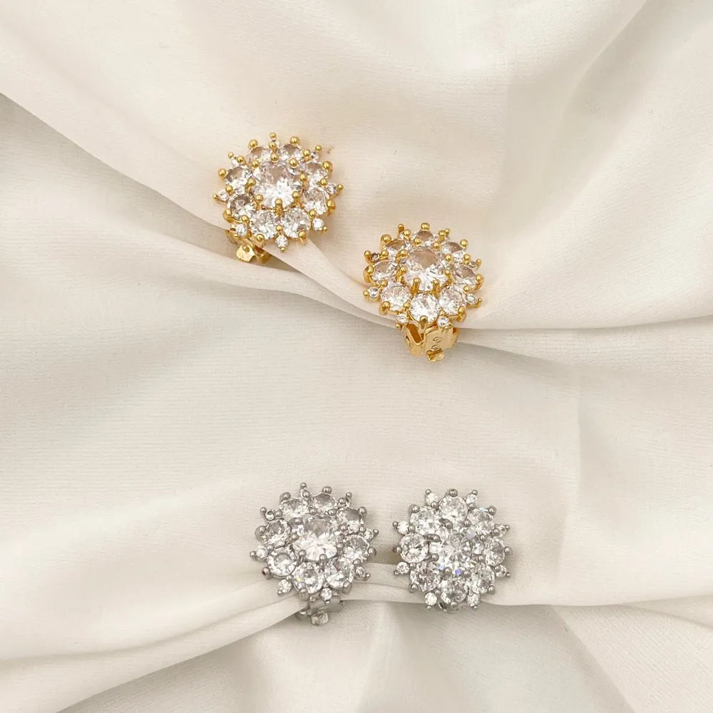 OMK-506-SD24 Fiore-Orecchini a Clip con Zirconia