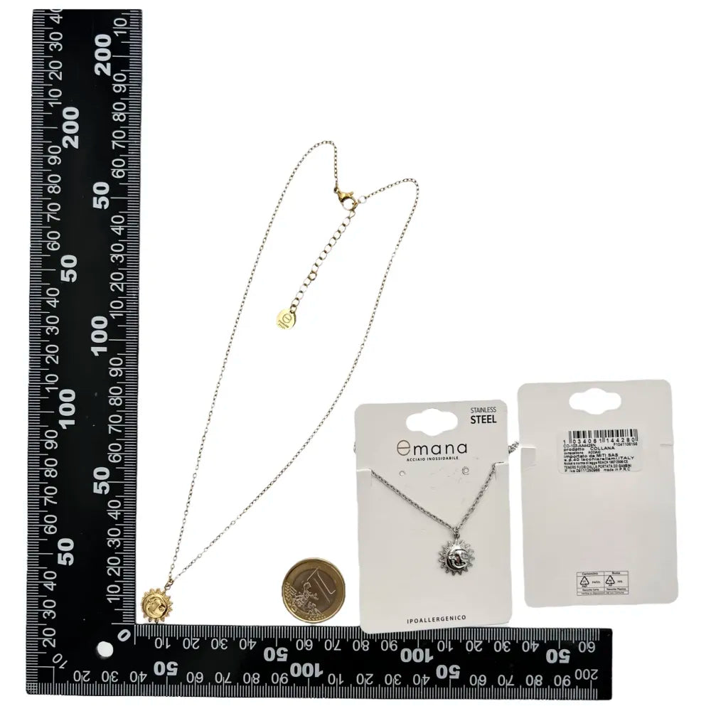 CAC-103-AA4428N Sole-Collana Corta in Acciaio
