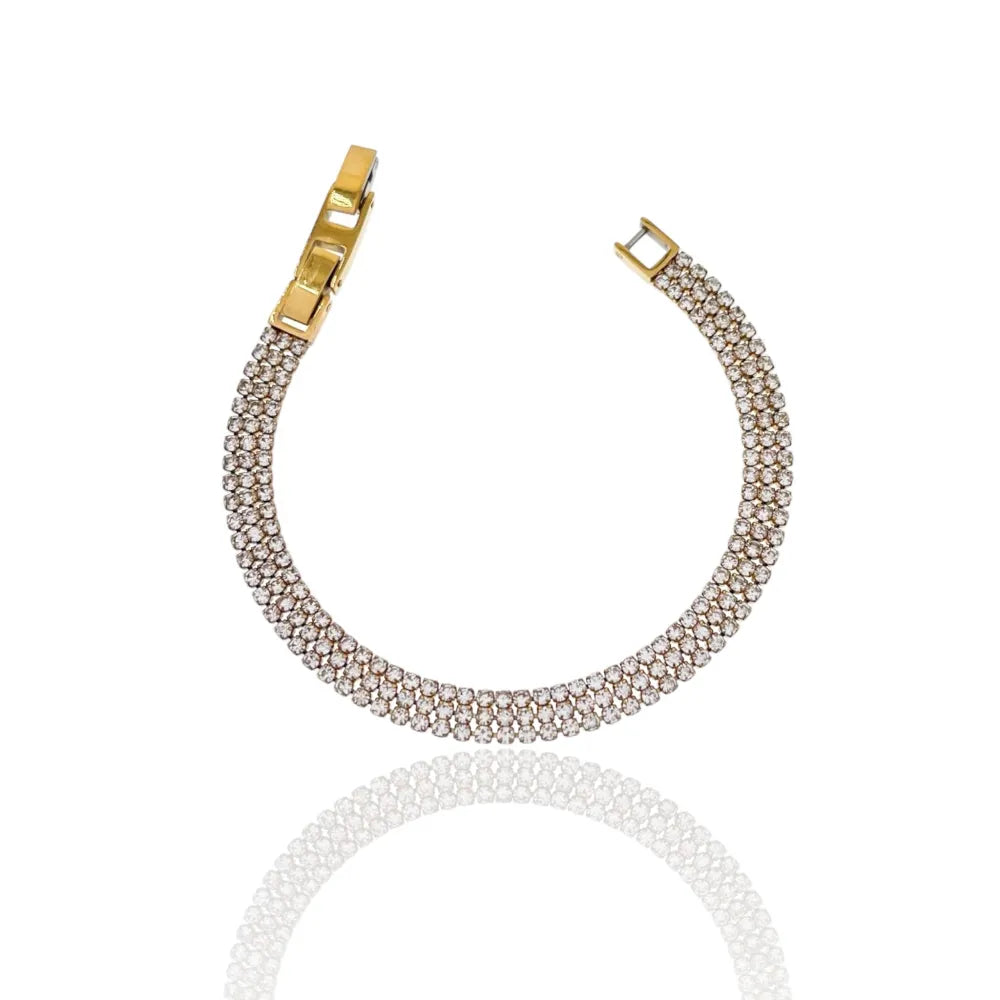 BMZ-103-AA2660B 2mm Tre Fili Tennis 2mm Tre Fili-Bracciale con Cubic Zirconia