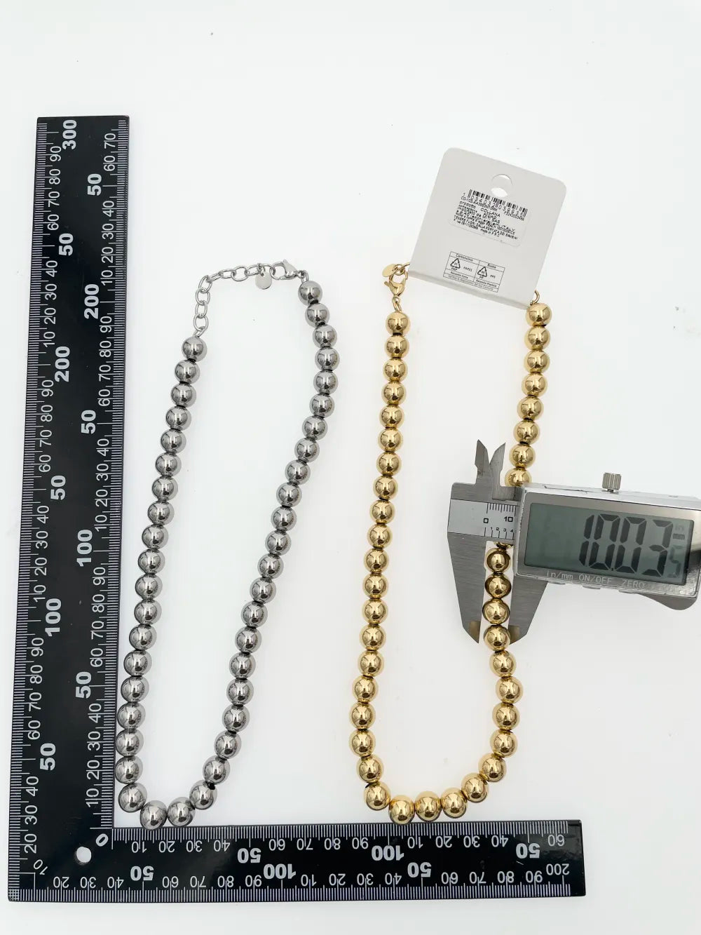 CAC-103-AA3993N  10mm Pallina Vuota 10mm-Collana Corta in Acciaio