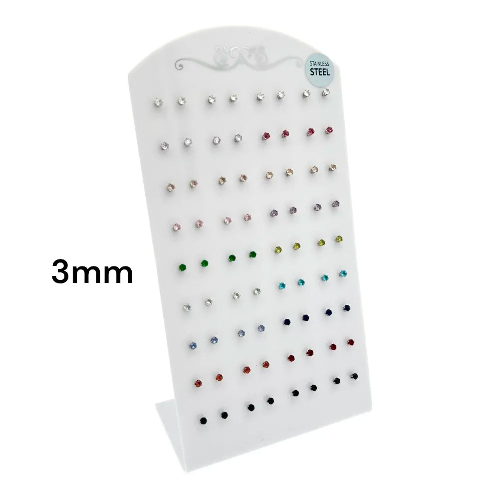 OPA-107-87 3mm Punto Luce 3mm 6Griffe-36Paia Orecchini in Acciaio