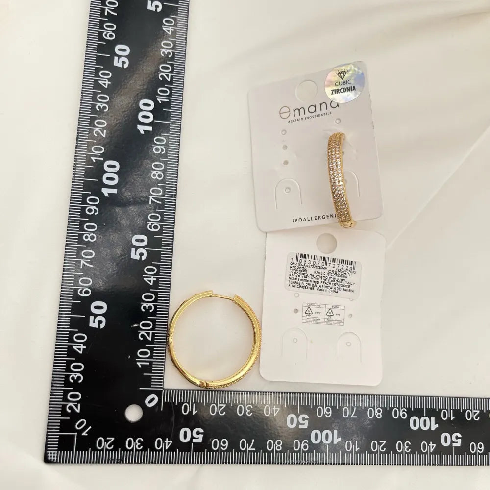 OMZ-103-AA2722E 30mm Cerchio 30mm con Zirconia-Orecchini con Zirconia