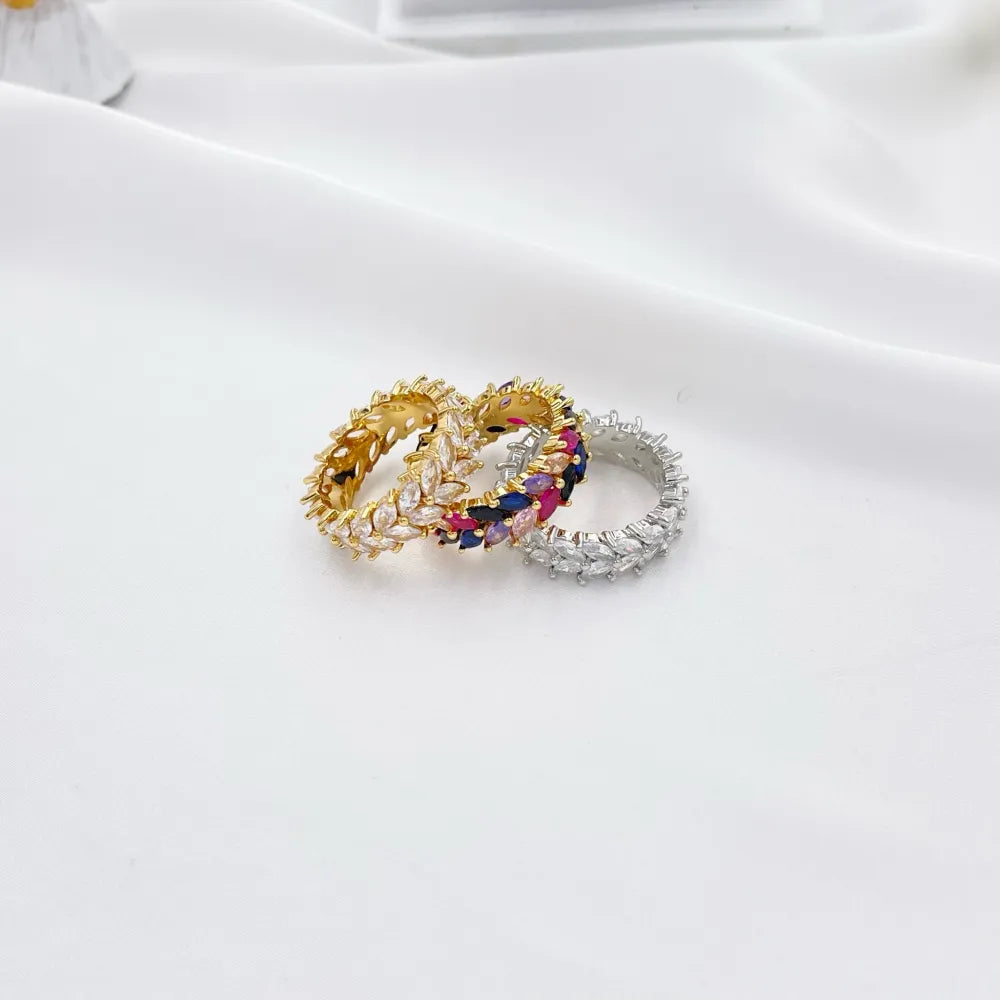 AMM-103-AA2984R Foglia-Anello con Cubic Zirconia con Misura