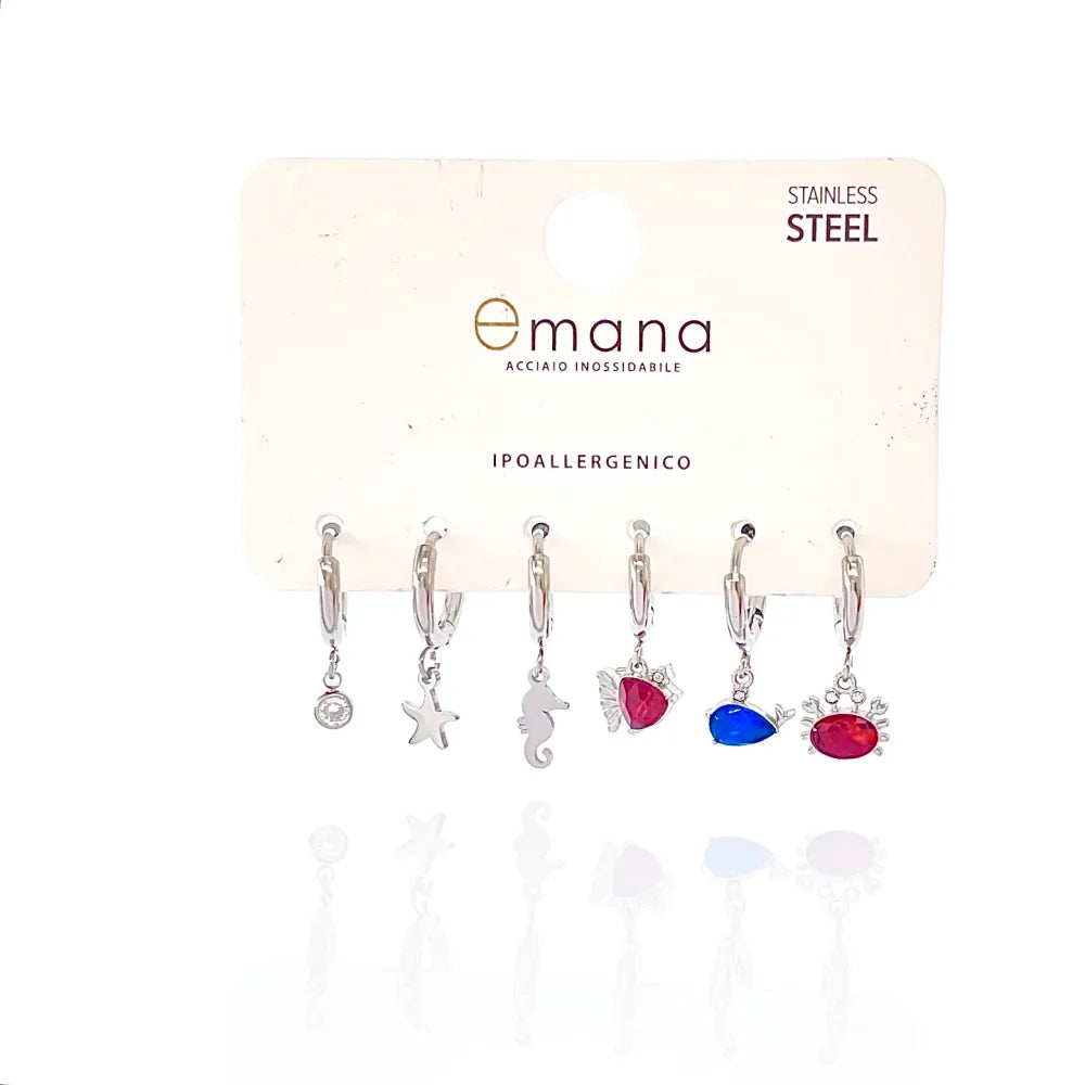 OPA-103-A2745E Croce -Set 6pz Orecchini in Acciaio