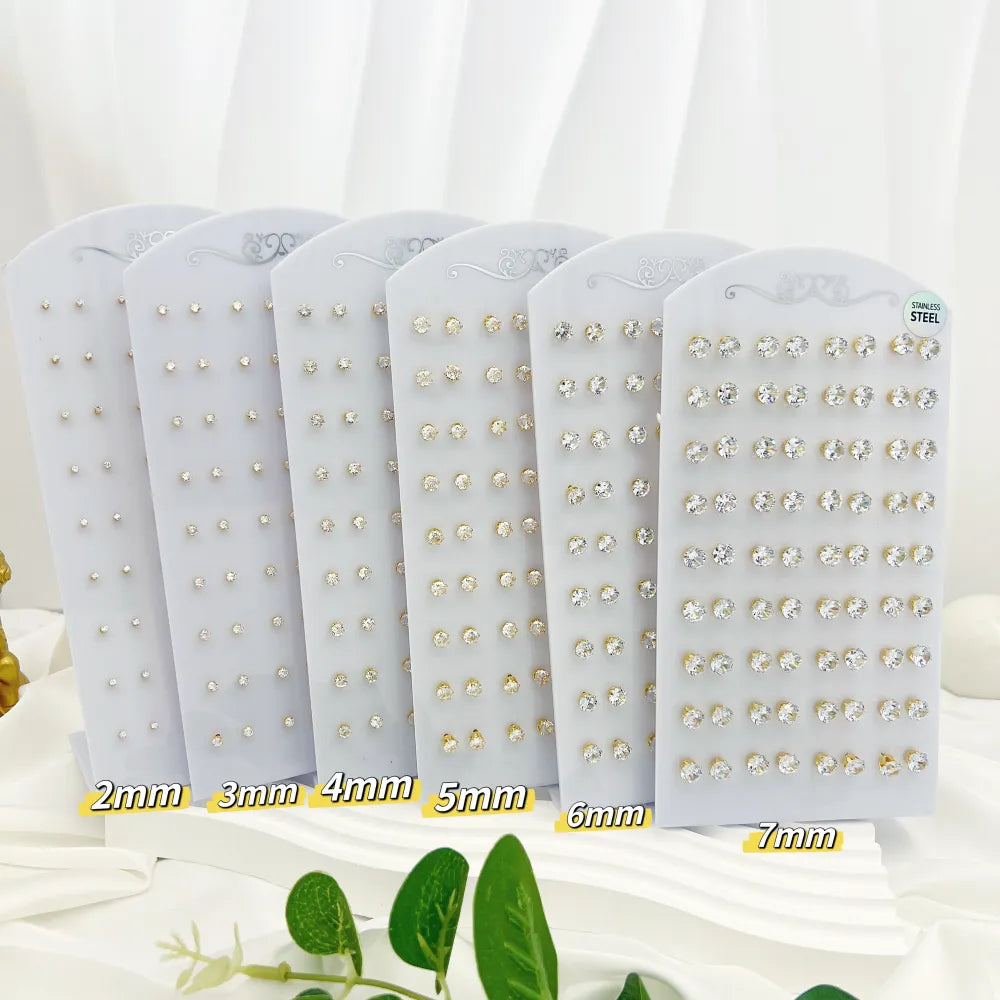 OPA-107-114 2mm Punto Luce 2mm 6Griffe-36Paia Orecchini in Acciaio