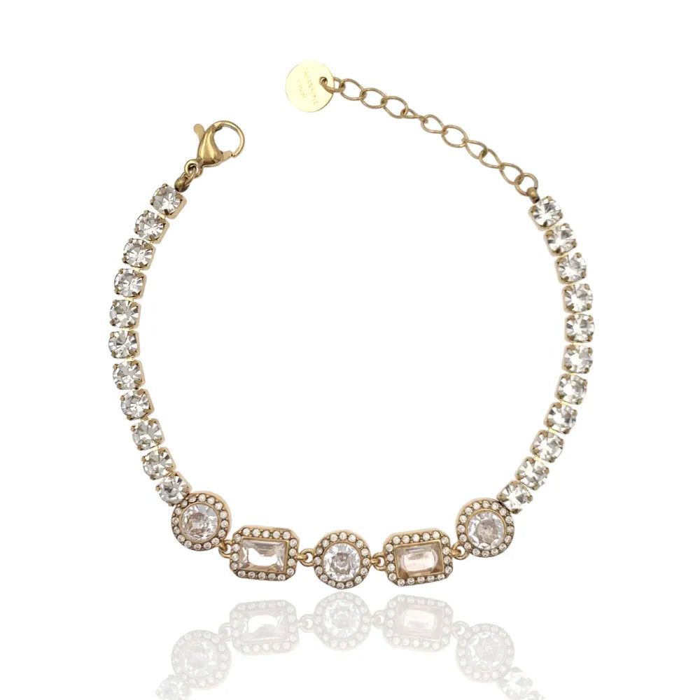 BAC-103-AA4212B Tennis con Cipollona e Rettangolare-Bracciale in Acciaio