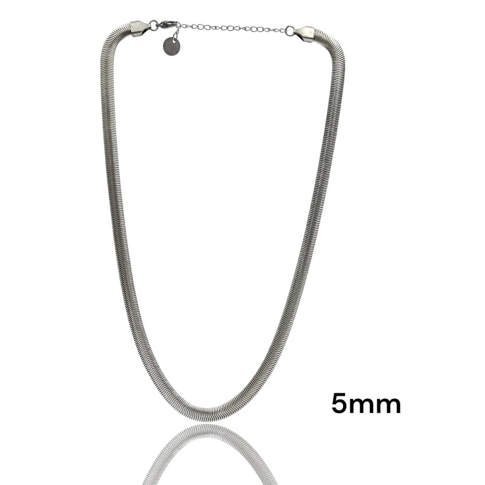 CAC-413-3519-A Serpente 5mm-Collana Catena Corta in Acciaio