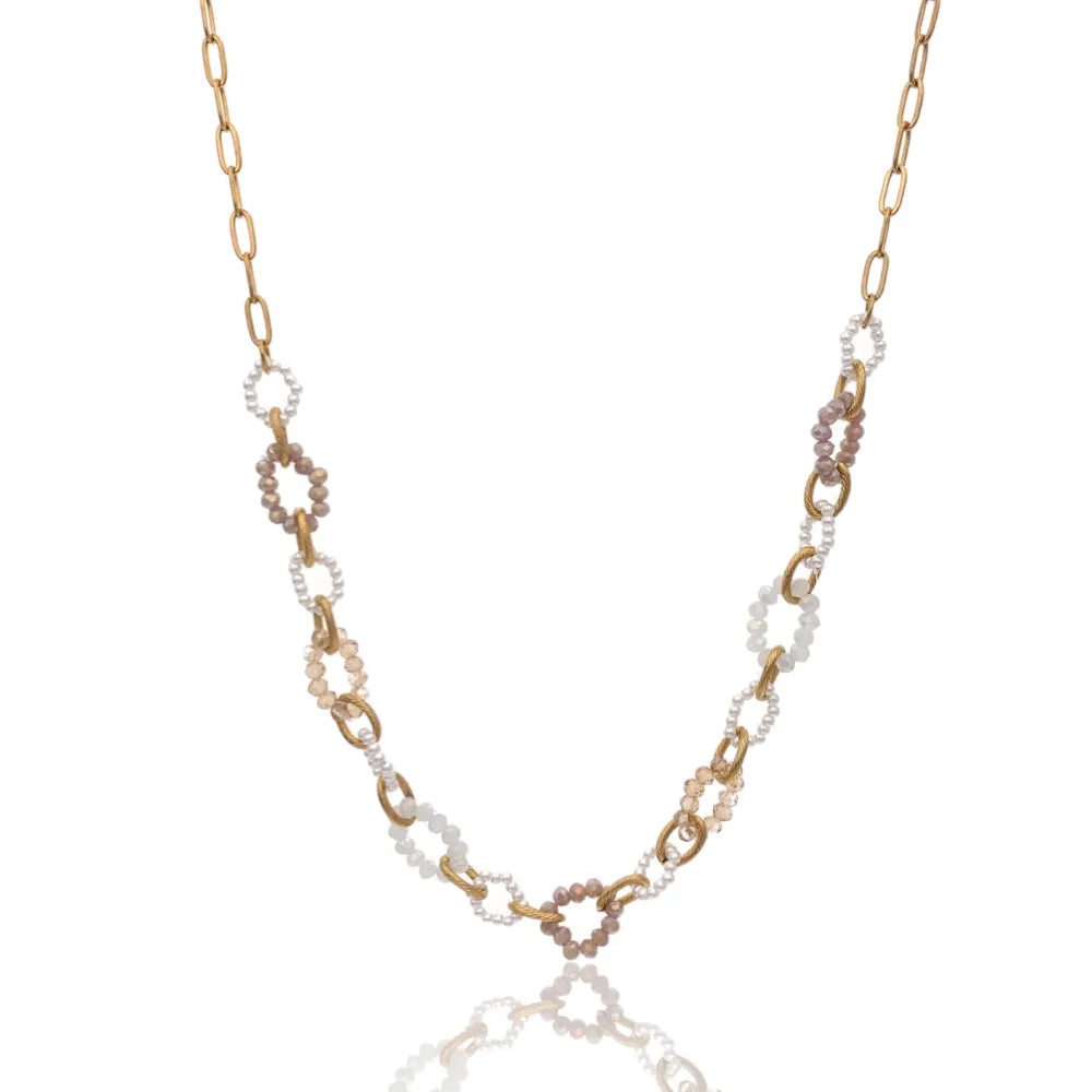 CAC-735-21 Catena con Perline-Collana Corta in Acciaio