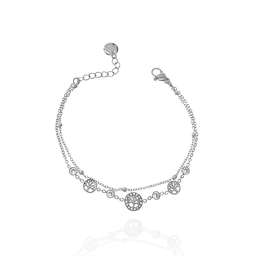 BAC-103-AA3463B Doppio con Albero della Vita-Bracciale in Acciaio
