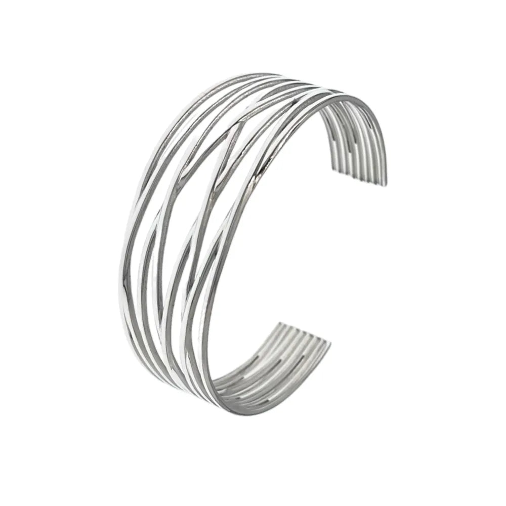 BAR-732-78B Semplice-Bracciale Rigido in Acciaio