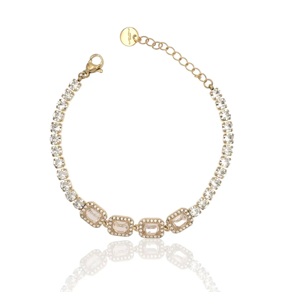 BAC-103-AA4210B Tennis con Rettangolare-Bracciale in Acciaio