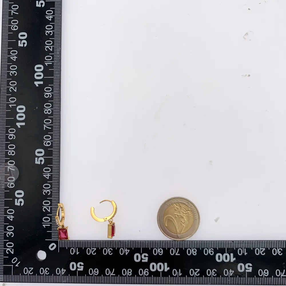 OPA-103-AA3889E Cerchio con Zirconia con Punto Luce Rettangolare-12Paia Orecchini in Acciaio