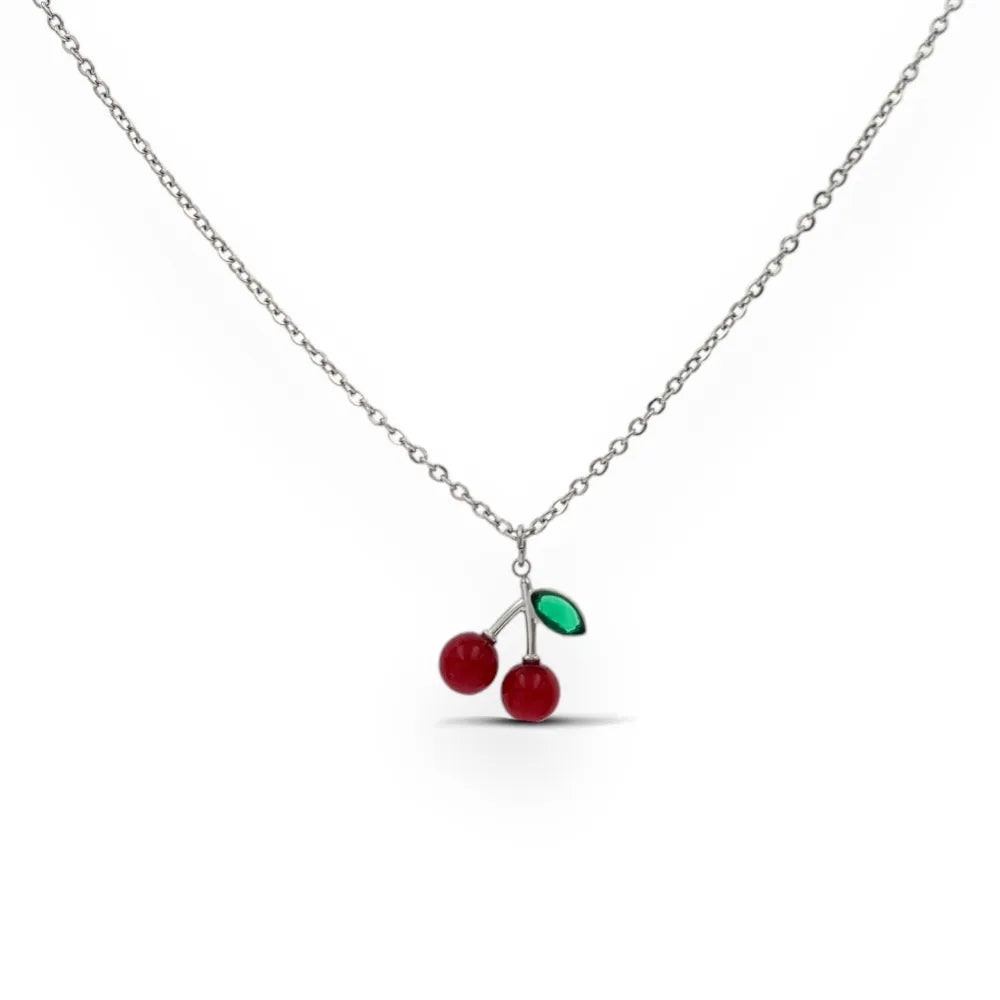 CAC-103-AA4532N Ciliegia-Collana Corta in Acciaio