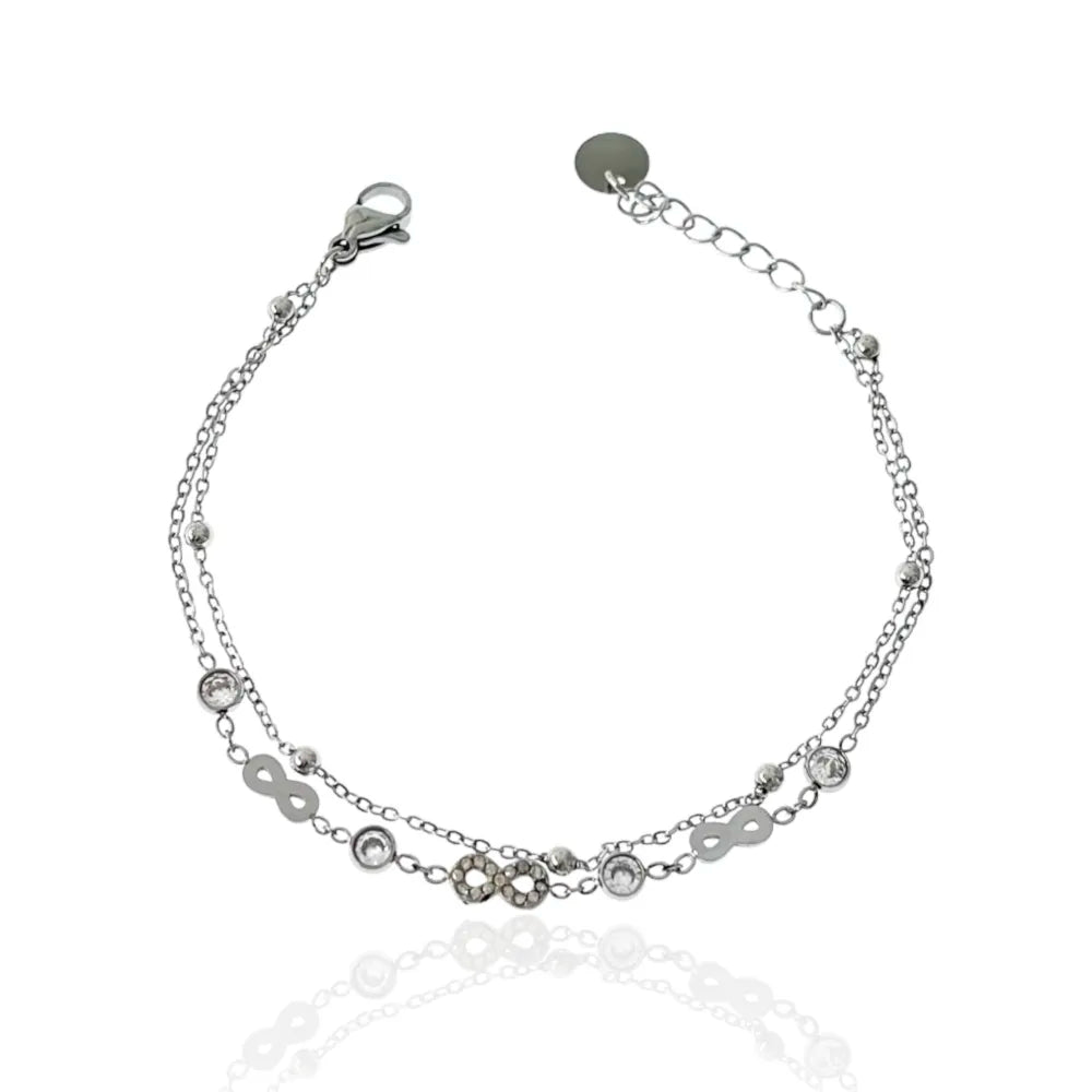 BAC-103-AA3457B Doppio con Infinito-Bracciale in Acciaio con Chiusura
