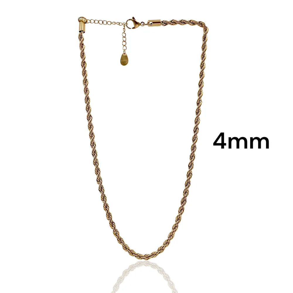 CAC-413-1584 4mm Torchon 4mm-Collana Corta in Acciaio