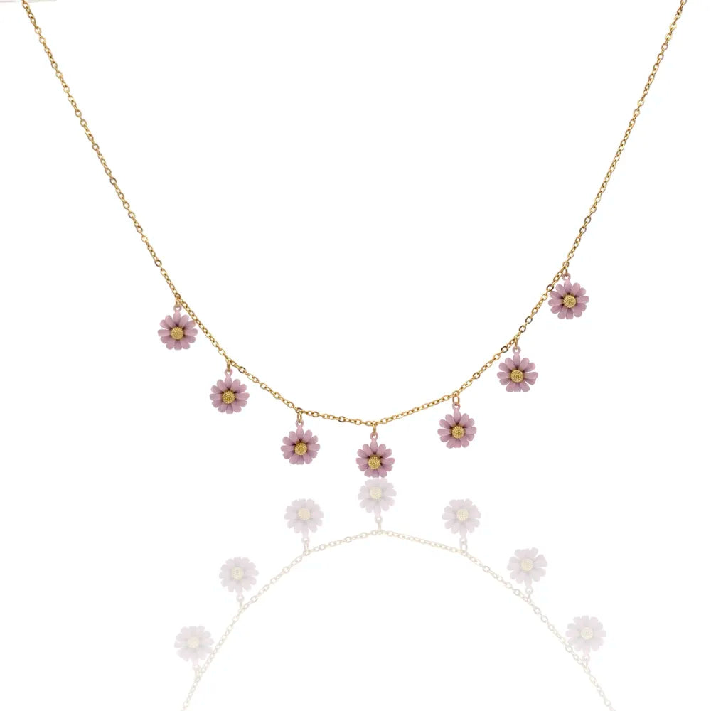 CAC-103-AA3450N Margherita Smaltata-Collana Corta in Acciaio