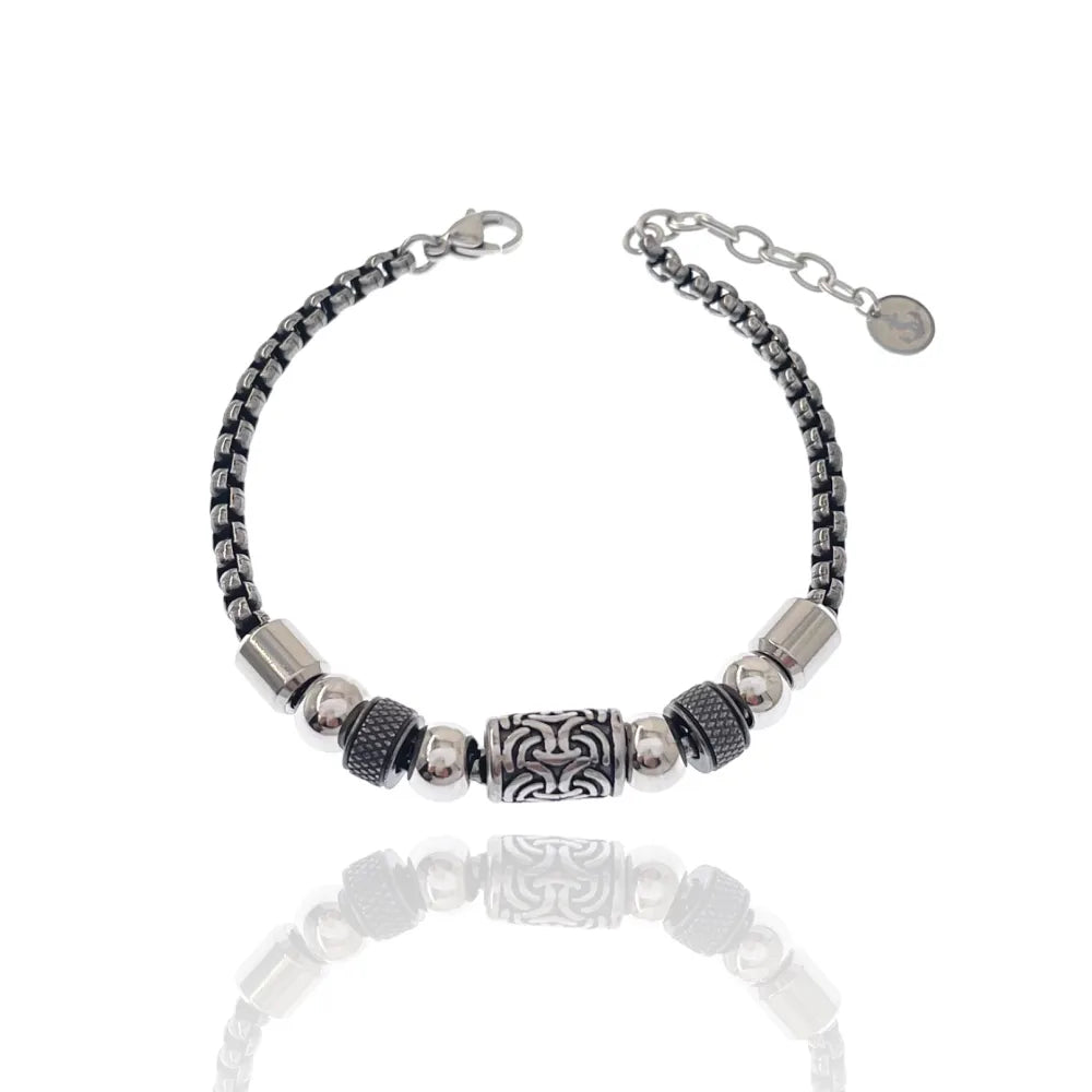 BAU-500-BMS30167-28 Palline-Bracciale in Acciaio da Uomo