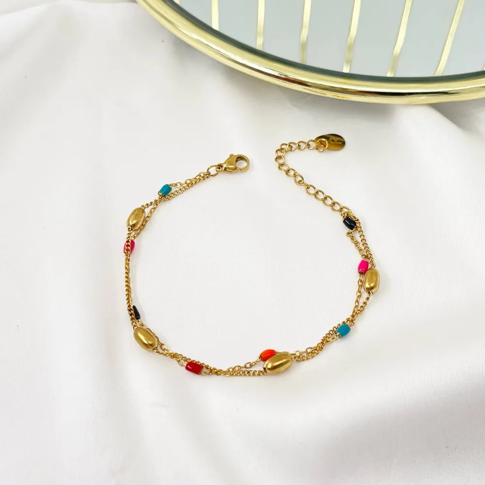 BAC-413-1271 Palline Smaltate-Bracciale in Acciaio
