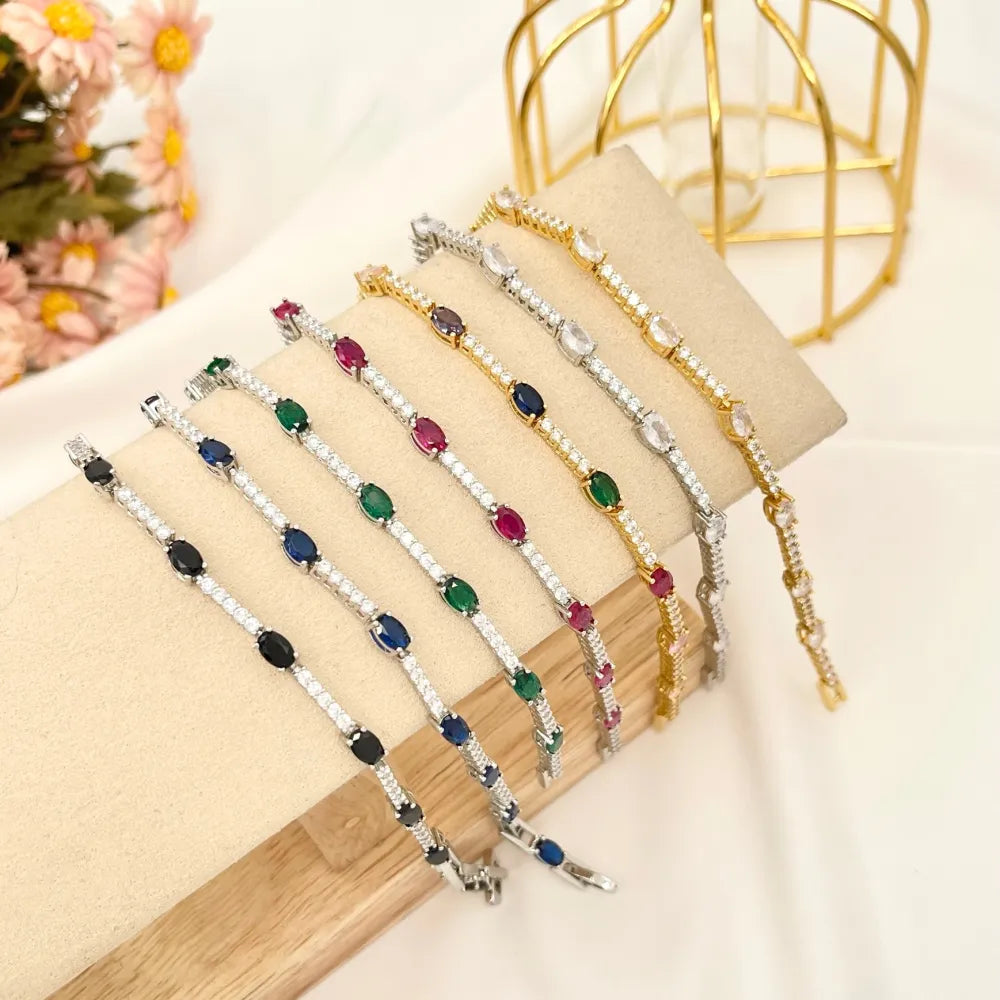 BMZ-103-AA2660B 2 Tennis con Ovale Colorato-Bracciale con Cubic Zirconia