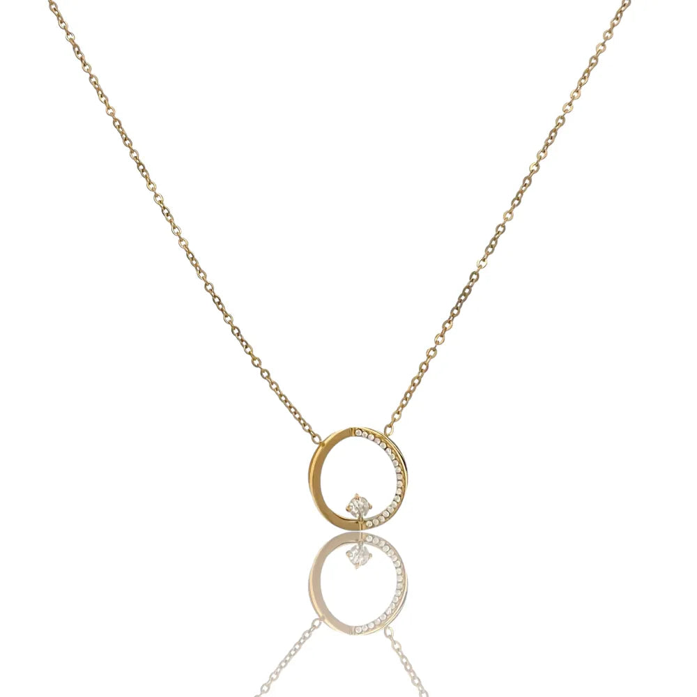 CAC-103-AA4193N Doppio Cerchio -Collana Girocollo in Acciaio