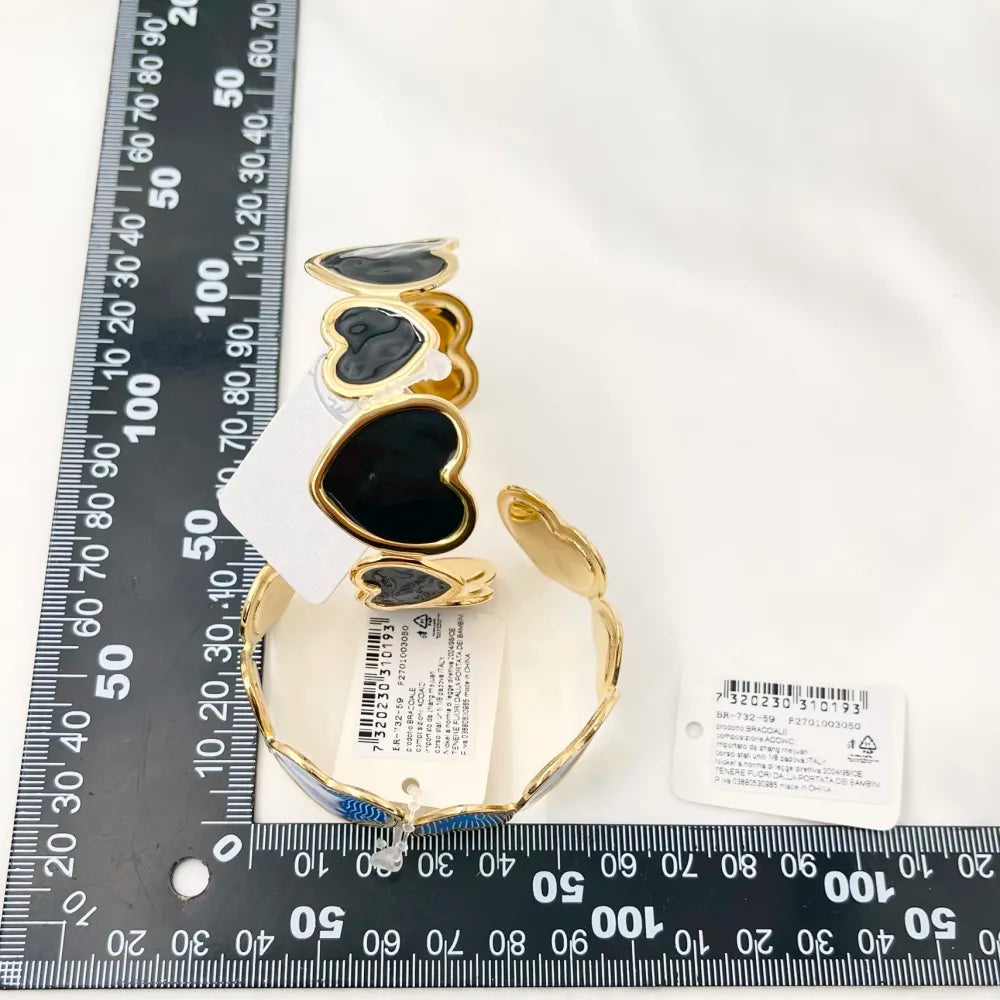 BAR-732-59 Cuore Smaltato -Bracciale Rigido in Acciaio