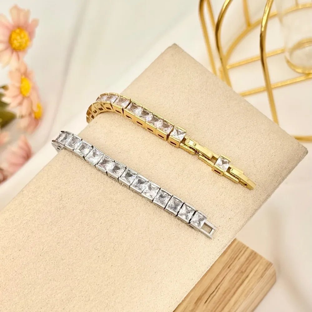 BMZ-243-14 Tennis Quadrato-Bracciale con Cubic Zirconia