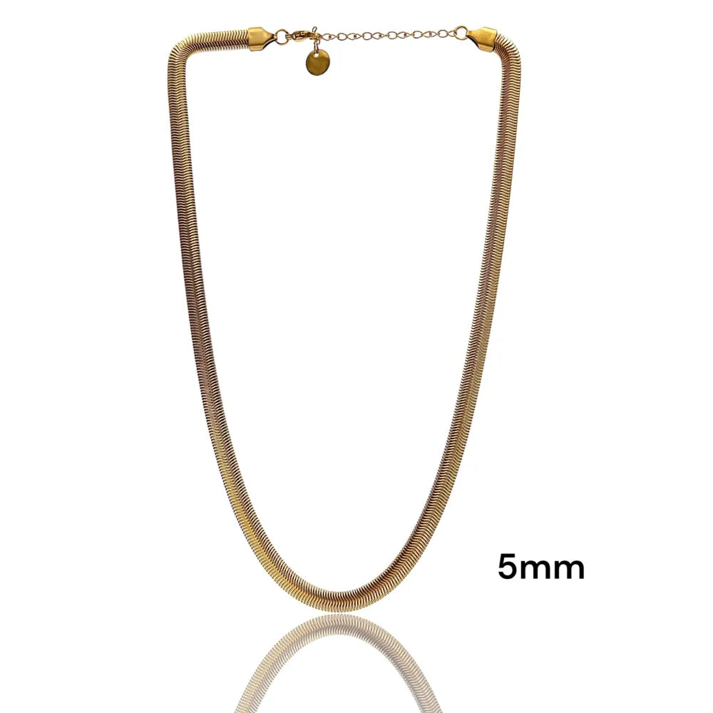 CAC-413-3519-A Serpente 5mm-Collana Catena Corta in Acciaio