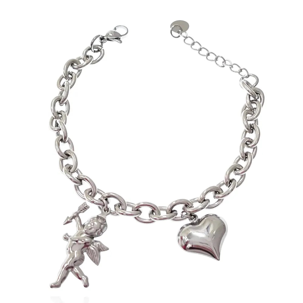 BAC-103-AA3393B Angelo Cuore-Bracciale in Acciaio con Chiusura